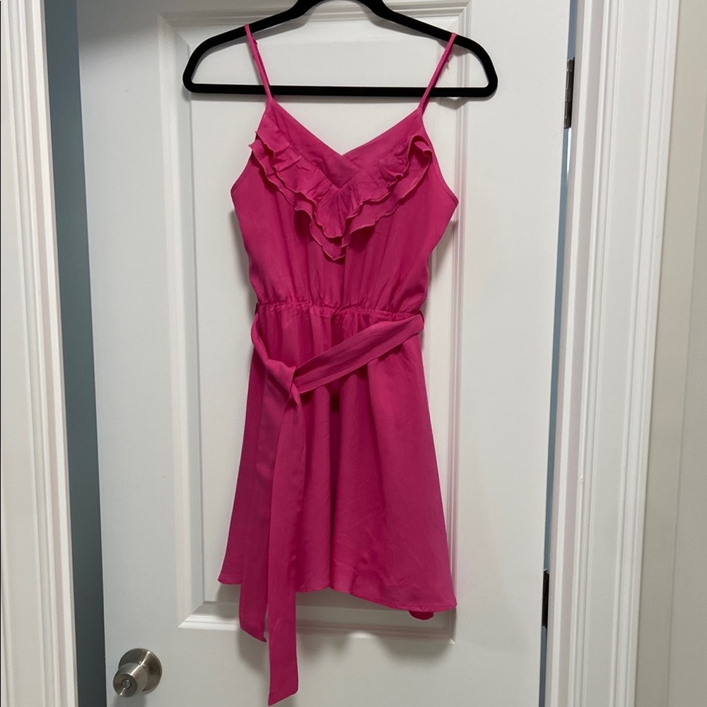 Pink Ruffle Spaghetti Strap Dress